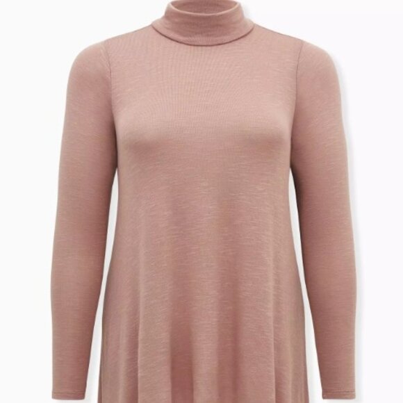 Torrid size 3 Super Soft Plush Turtleneck Sharkbite Hem Tunic Sweatshirt Beige - Picture 1 of 7